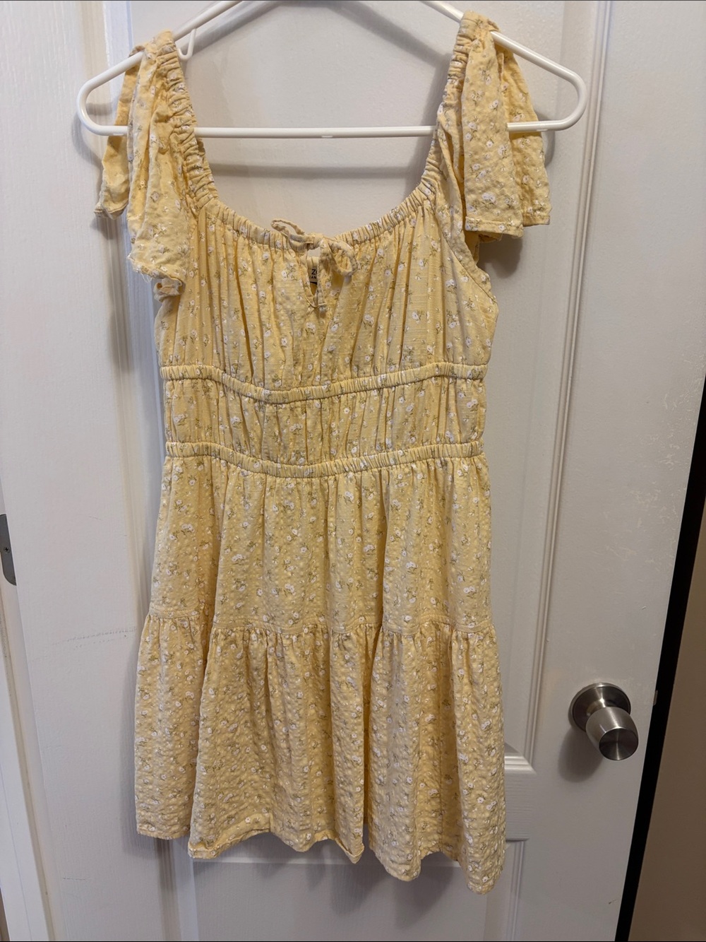 Arizona Jean Company Yellow Floral Tie-Strap Tiered Sundress